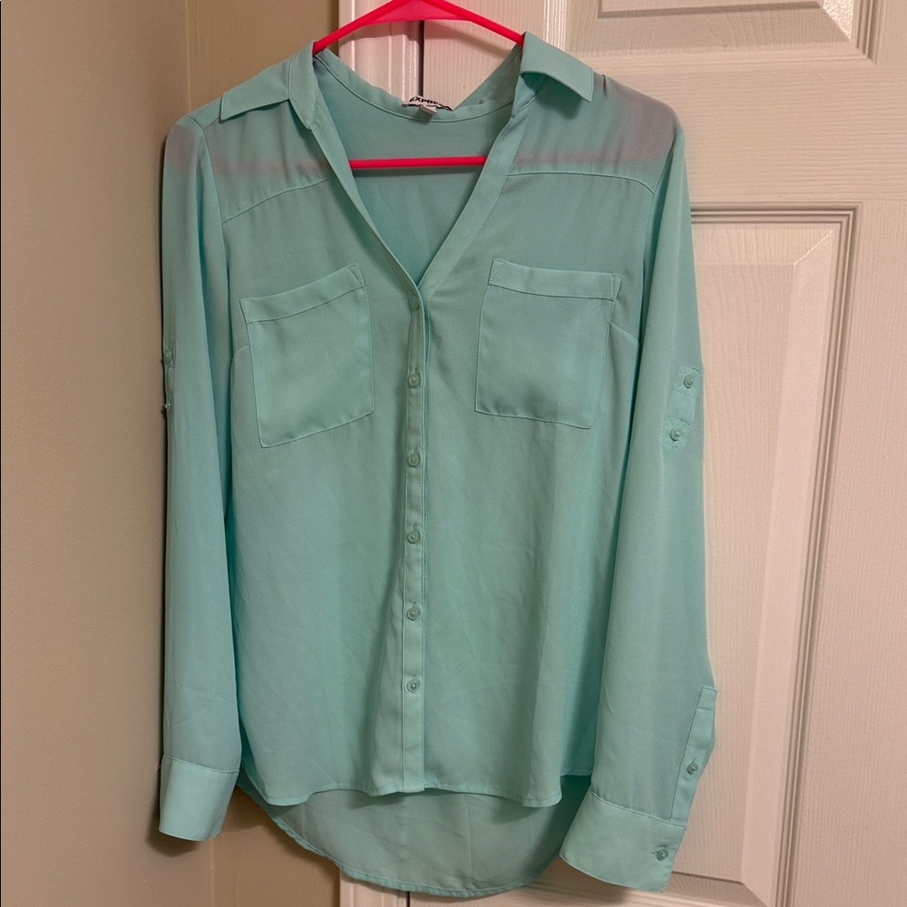 Express Light Blue Button-Down Shirt